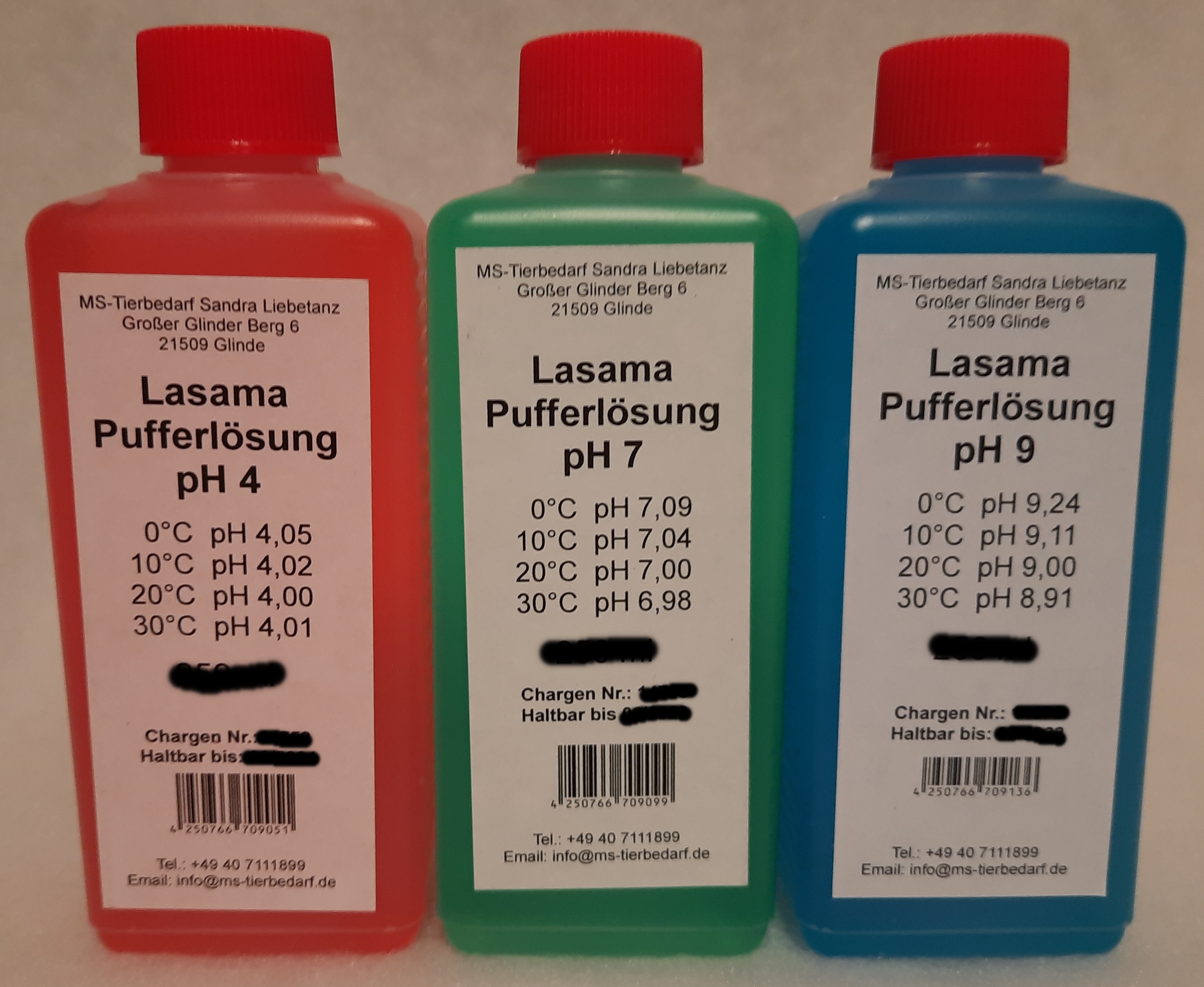 Lasama Pufferlösung / Eichlösung Set je 1000 ml pH4, pH7 + pH9